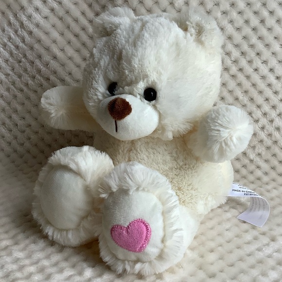 Animal Adventure Plush White Bear Pink Heart Valentines Stuffed Animal Toy - Picture 1 of 10